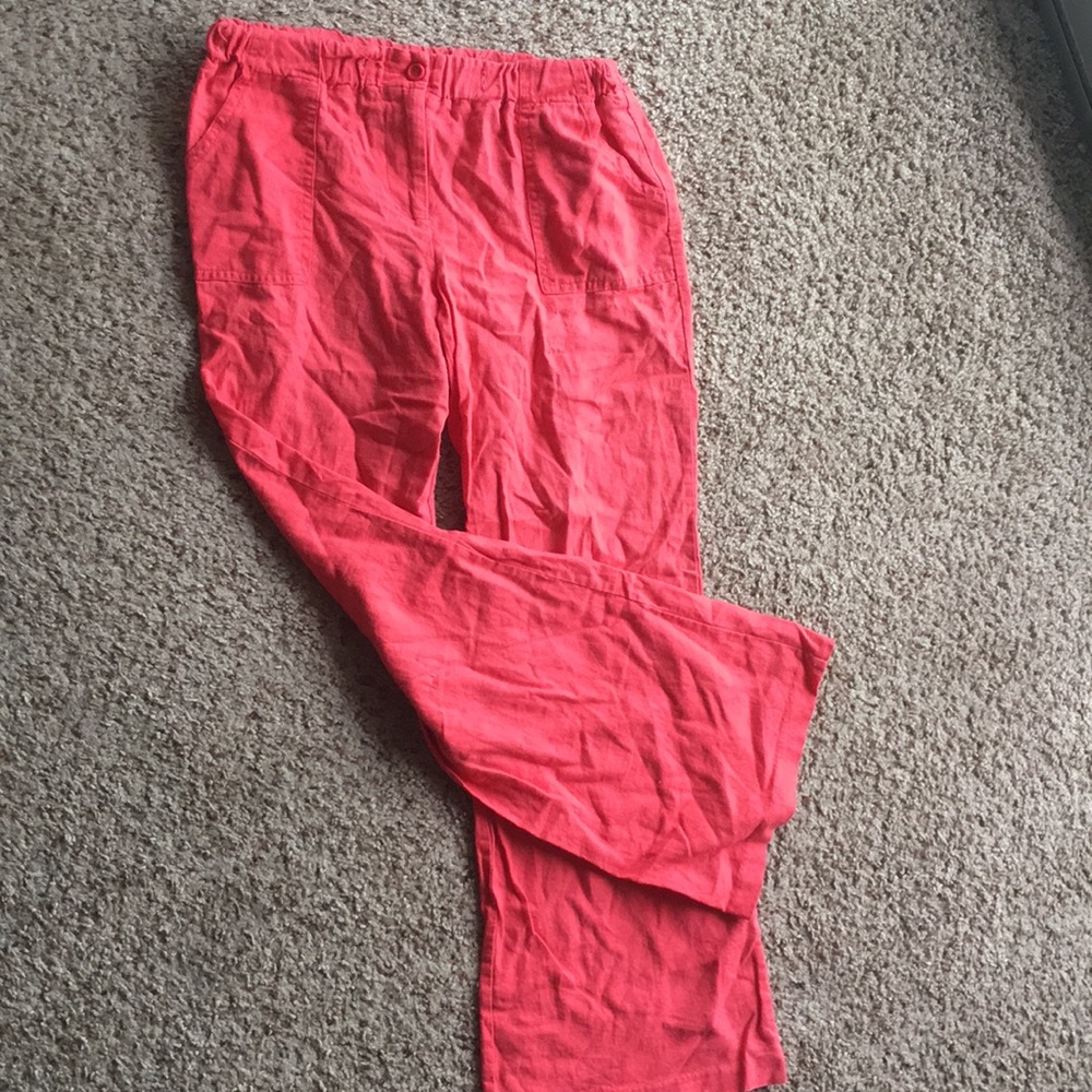 Coral linen pants size M